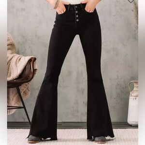 Black Flying Monkey High Rise Super Flare Stretch Jeans